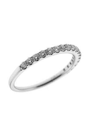 Single Row Micro-Prong Set Band with Round Diamonds in 18k White Gold