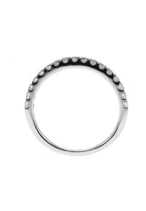 Single Row Micro-Prong Set Band with Round Diamonds in 18k White Gold