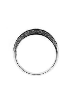 Milgrain Decorated Protruding Band with Micro-Pav?? Set Round Diamonds in 18k White Gold