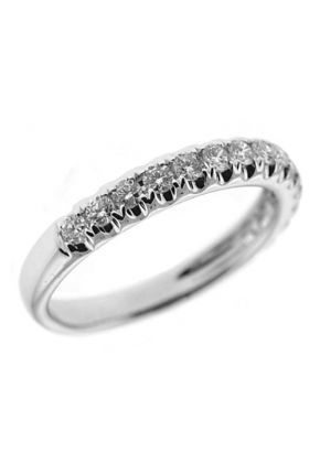 Single Row Micro-Prong Set Band with Round Diamonds in 18k White Gold
