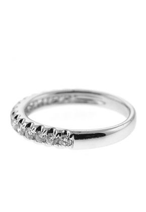 Single Row Micro-Prong Set Band with Round Diamonds in 18k White Gold