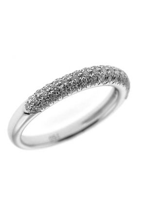 Single Row Pav?? Set Band with Round Diamonds in 18k White Gold