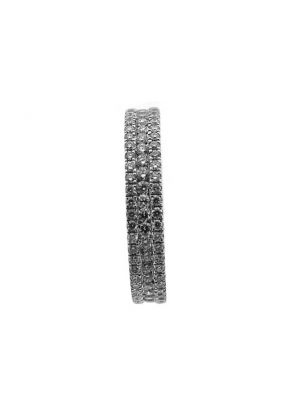 Triple Row Protruding Band with Round Diamonds Set in 18k White Gold