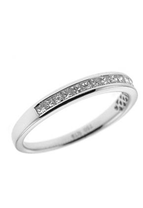 Single Row Channel Set Band with Princess Cut Diamonds in 18k White Gold