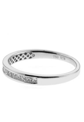 Single Row Channel Set Band with Princess Cut Diamonds in 18k White Gold