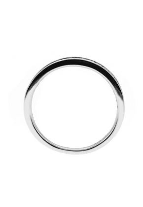 Single Row Channel Set Band with Princess Cut Diamonds in 18k White Gold