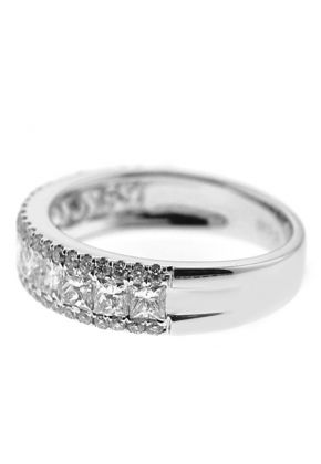 Channel and Micro-Prong Set Band with Princess Cut and Round Diamonds in 18k White Gold