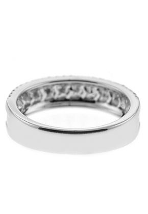 Channel and Micro-Prong Set Band with Princess Cut and Round Diamonds in 18k White Gold