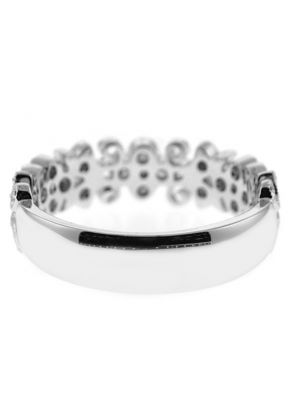 Milgrain Filigree Band with Bezel and Prong Set Round Diamonds in 18k White Gold