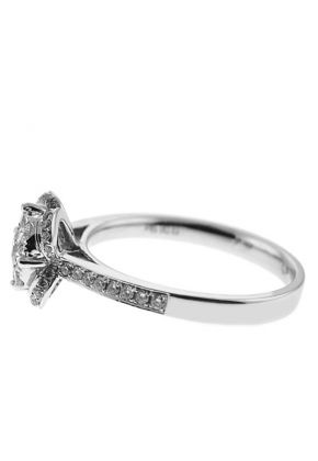Clover Shaped Fashion Ring with a Center Cluster of Diamonds in 18K White Gold