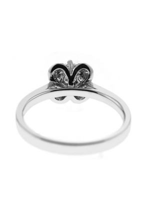 Clover Shaped Fashion Ring with a Center Cluster of Diamonds in 18K White Gold