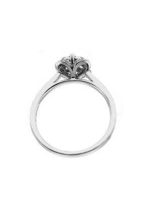 Clover Shaped Fashion Ring with a Center Cluster of Diamonds in 18K White Gold