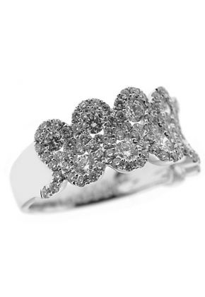 Right Hand Statement Ring with Diamonds Set in a Wavy Pattern in 18K White Gold