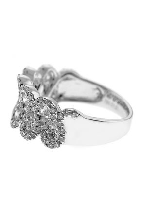 Right Hand Statement Ring with Diamonds Set in a Wavy Pattern in 18K White Gold