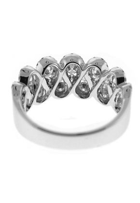 Right Hand Statement Ring with Diamonds Set in a Wavy Pattern in 18K White Gold
