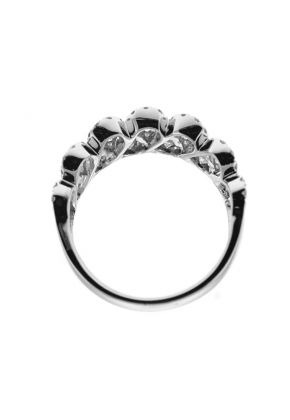 Right Hand Statement Ring with Diamonds Set in a Wavy Pattern in 18K White Gold