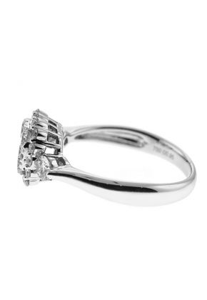 Square Shaped Halo Style Ring with Cluster of Diamonds in 18K White Gold