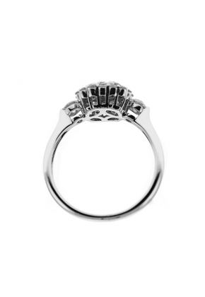 Square Shaped Halo Style Ring with Cluster of Diamonds in 18K White Gold