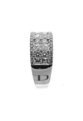 Right Hand Fashion Ring with Princess Cut and Round Diamonds Set in 18K White Gold