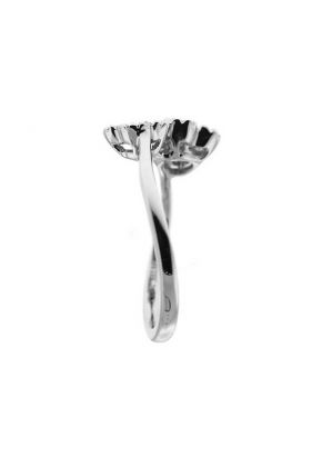 Bypass Right Hand Fashion Ring with Clover Designs of Diamonds Surrounded by Beaded Milgrain in 18K White Gold