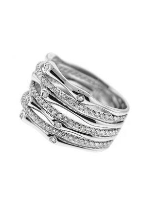 Statement Ring with Bezel and Prong Set Diamonds in 18K White Gold