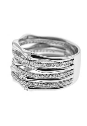 Statement Ring with Bezel and Prong Set Diamonds in 18K White Gold