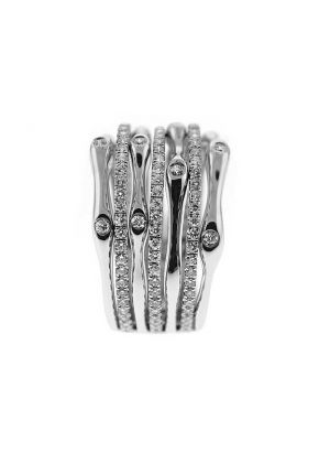 Statement Ring with Bezel and Prong Set Diamonds in 18K White Gold