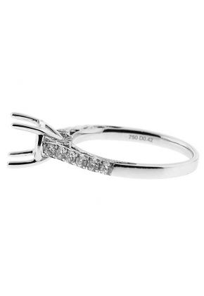 Semi-Mount Milgrain Decorated Engagement Ring with Prong and Bezel Set Diamonds in 18k White Gold