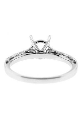 Semi-Mount Milgrain Decorated Engagement Ring with Prong and Bezel Set Diamonds in 18k White Gold