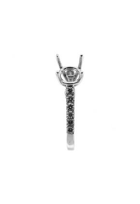 Semi-Mount Milgrain Decorated Engagement Ring with Prong and Bezel Set Diamonds in 18k White Gold