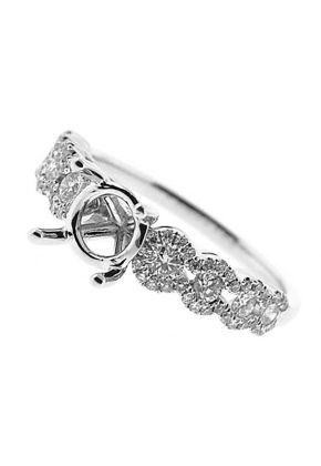 Single Row With Halo Style Shank, Diamond Semi Mount Engagement Ring Setting