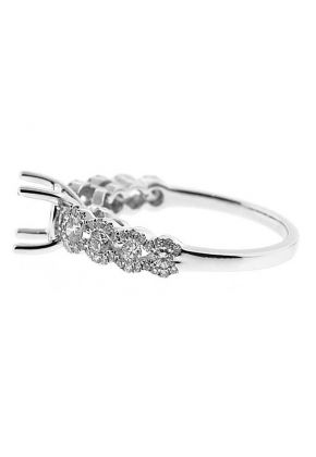 Single Row With Halo Style Shank, Diamond Semi Mount Engagement Ring Setting