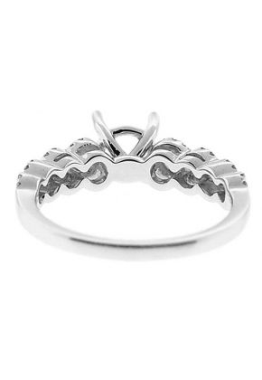 Single Row With Halo Style Shank, Diamond Semi Mount Engagement Ring Setting