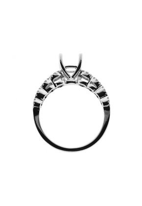 Single Row With Halo Style Shank, Diamond Semi Mount Engagement Ring Setting