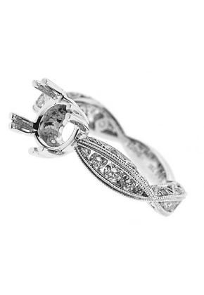 Scallop Design Diamond Semi Mount Engagement Ring Setting