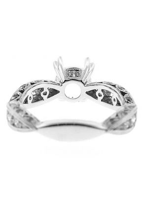 Scallop Design Diamond Semi Mount Engagement Ring Setting