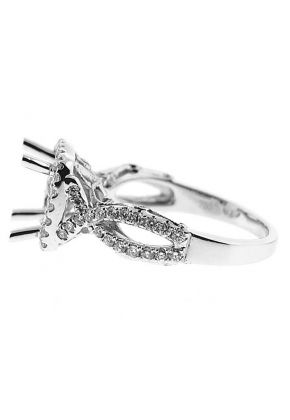 Square Halo Twisted Split Shank Diamond Semi Mount Engagement Ring Setting