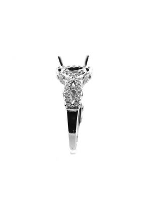 Square Halo Twisted Split Shank Diamond Semi Mount Engagement Ring Setting