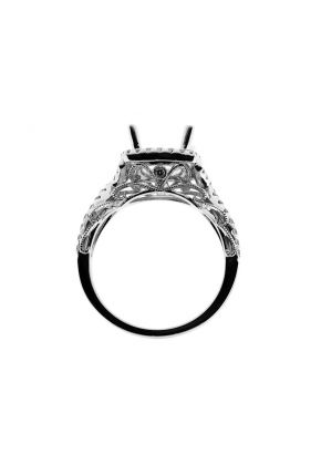 Square Halo Twisted Split Shank Diamond Semi Mount Engagement Ring Setting