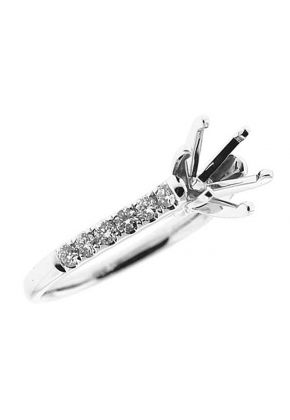 Single Row Micro Prong Set Diamond Semi Mount Engagement Ring Setting