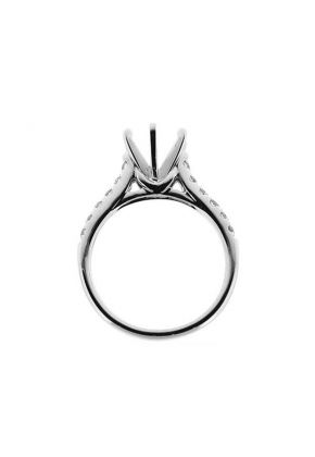 Single Row Micro Prong Set Diamond Semi Mount Engagement Ring Setting