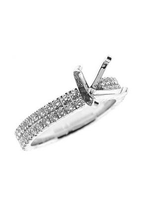 Thin Two Row Micro Prong Set Eternity Style Diamond Semi Mount Engagement Ring Setting