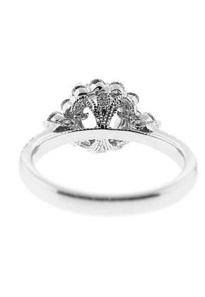 Semi Mount Engagement Ring with Channel Set Princess Cut Diamonds Bordered by Round Diamonds in 18k White Gold