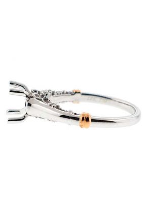 Solitaire Look with Rose Gold Accents and Side Design Semi Mount Engagement Ring