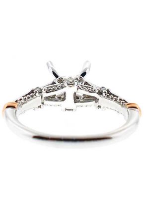 Solitaire Look with Rose Gold Accents and Side Design Semi Mount Engagement Ring