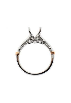 Solitaire Look with Rose Gold Accents and Side Design Semi Mount Engagement Ring