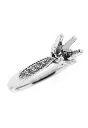 Preset Graduating Shank 6 Prong Head Diamond Semi Mount Engagement Ring Setting