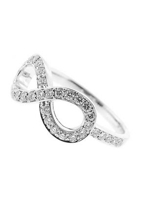Right Hand Fashion Ring with Diamonds in an Infinity Design and Along the Shank in 18K White Gold