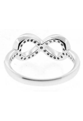 Right Hand Fashion Ring with Diamonds in an Infinity Design and Along the Shank in 18K White Gold