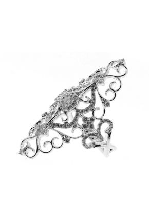 Marquise Shaped Statement Ring with Diamonds and a Filigree Design in 18K White Gold